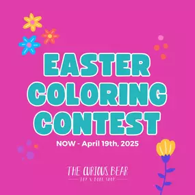 It’s springtime and we have a bunny just looking for YOUR creativity!

Stop in today and pick up a coloring sheet at the Curious Bear!  Your children can get as creative and innovative as you’d like, we only ask artists to refrain from using glitter in this coloring contest.

The coloring sheet will be available for pick up at the front counter of The Curious Bear or by downloading HERE! Completed coloring sheets must be turned in by April 19th, at 6pm, for consideration. All completed coloring 
