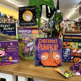 Need some last minute Halloween gifts!  We have books, fidgets, light-up candy buckets, candy bag with reflective straps & light (comes with markers too so you can color in)!! We also have some super adorable costumes and fun accessories left!