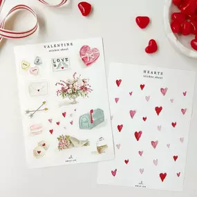 We are in LOVE with these darling Valentines from @emilylexstudio ❣️ Pop into our Yarmouth or Bath gift shops to find sweet treat paintable valentines, heart notecards, and these delightful Valentine stickers to add to gift tags, envelopes, planners, journals, computers, water bottles, and more. This high quality watercolor paint set is back in stock! 12 basic colors with a tin lid as a mixing palette. ✨ 
#valentinesday #loveisintheair #watercolorpainting #diyvalentines #sweettreats #shopsmall #