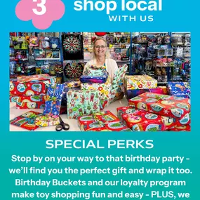 Shopping local isn’t just about finding the perfect toy—it’s about supporting your community, getting expert recommendations, and enjoying special perks like free gift wrapping and our loyalty program! Every purchase helps keep local businesses thriving and playtime extra special! Thank you for choosing to shop with our Maine family-owned toy stores—we appreciate you!
