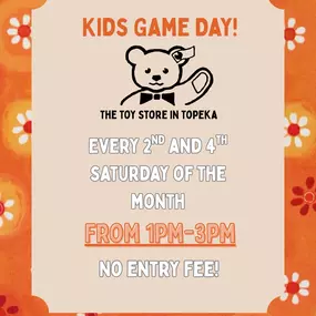 Join us in Topeka for Kids Game Day! ????

We’ll have our expert staff teaching your kiddos how to play some of the newest games, plus a few classics that you’ll want to bring home for family game night.
