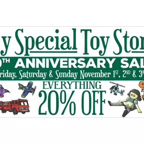 BIG NEWS!! We're having a huge sale to mark our TENTH anniversary! Join us this weekend, November 1-3, to celebrate and kick off your holiday shopping!

We would like to sincerely thank you, our loyal customers, for getting us this far. Here's to another ten years!

*Sale applies to in stock items only and CANNOT be combined with any other discounts (This includes loyalty awards, Downtown DG Fall coupons, etc)
**We will not be offering any gift wrapping during the sale.