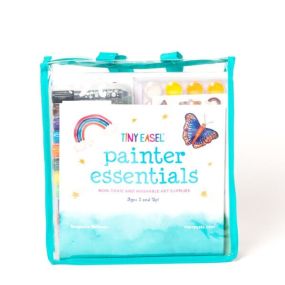 All of the watercolor essentials your little artist needs in an easy carrying tote. Includes watercolor paint, watercolor crayons, watercolor pencils, 6 paint brushes, a canvas board and wooden easel, and our Volume 2 watercolor book. For ages 3-12. All washable and non-toxic.