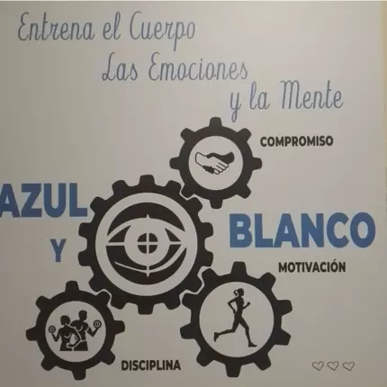 Logotyp från Centro deportivo y de salud Azul y blanco