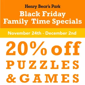 Need something engaging to throw at the kids to keep them out of the kitchen on the big day? ????How about something active to keep Uncle Jim awake at the table after turkey? ????Or maybe something to force some cooperative teamwork between siblings both young and old? ????Sounds like you need a great new game or maybe the perfect puzzle for your Thanksgiving festivities! And you're in luck, because ALL of our games and puzzles are 20% off all week starting today! In-stores AND online at henrybe