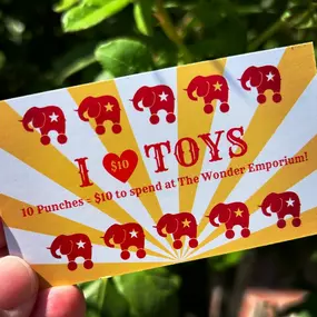 We appreciate you and want you to be rewarded for shopping with us! Have us punch your card at checkout and once you fill it you’ll get $10 off your next purchase!
Some restrictions apply
#WonderEmporiumToys