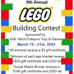 It's that time of year again! We are holding our 5th annual virtual LEGO contest. All entrants receive a $5 coupon. For official rules and details, please visit our website at www.kidsketch.com.