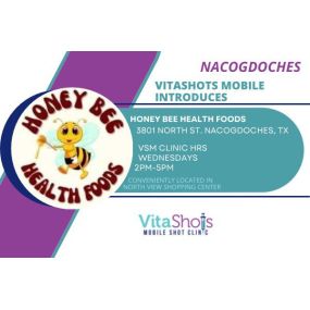 Find us inside Honey Bee Health Foods in Nacogdoches Texas for your B12 injections.