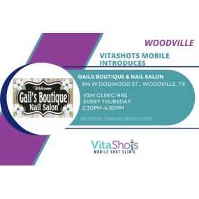 Woodville pop up clinic located on Dogwood St at Gails Nail Salon