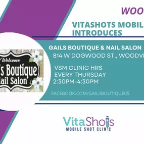 Woodville pop up clinic located on Dogwood St at Gails Nail Salon