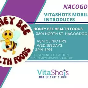 Find us inside Honey Bee Health Foods in Nacogdoches Texas for your B12 injections.