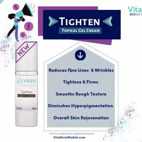 NEW PRODUCT! Tightening cream. All the amazing benefits without the hustle. Come see us and get yours today.