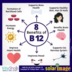 B12 and ALL the benefits. Injections are the way to go. Come see us today. Ask about free shot of the month.