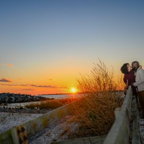 Engagement session on the beach during sunset