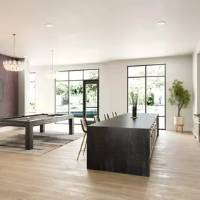 An open-concept kitchen in the Clubhouse