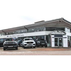 Ford Transit Centre Darlington Exterior Dealership with Commercial Vehicle Line-Up