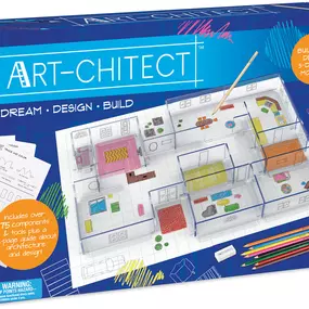 Aspiring architects and future interior designers practice their skills with this introduction to architecture. The detailed guidebook empowers creative kids to use their imaginations and bring floorplans to life as a 3D home model. Real architecture tools like a drafting triangle, compass, and protractor put the keys to success in their hands. Includes: Floor Plan Grid, 2 Base Boards, 36 Walls, 10 sheets of Tracing Paper, 4 pieces of Patterned Paper, 5 Floor Plan Tracing Sheets, 3 Wall Cling Sh