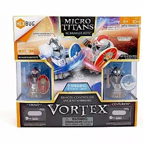 Interchangeable weapons and armor
Activated energy core illuminates your warrior
The Vortex keeps your warriors in combat until a victor is declared
Rechargeable Batteries included
Ages 8 and up