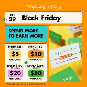 Black Friday is all about giving back! ???? The more you spend, the more you earn:
???? Spend $25-$49.99 = $5 gift card
???? Spend $50-$99.99 = $10 gift card
???? Spend $100-$249.99 = $20 gift card
???? Spend $250+ = $50 gift card
Ready to shop till you earn? ????

*Giftcards valid in-store only, starting December 2nd.