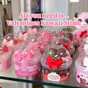 ????Less than 3 weeks until Valentine's Day! We have brand new @kawaii.slime.company fully stocked in both locations ready to give to your special valentine????

We also have a variety of adorable bears, TY plush, ans lots more to fill your little one's ❤️

????Check our page for our stores' hours and other amazing gifts this season