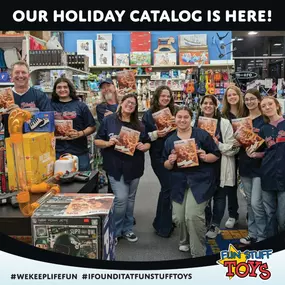 Our holiday catalog is here and will be arriving in mailboxes soon! If you want a sneak peek, check out the digital version on our website, fstoys.com! Come visit us for in-store shopping today from 10am to 6pm! #holidaycatalog24 #fstoyscom #wekeeplifefun #ifounditatfunstufftoys