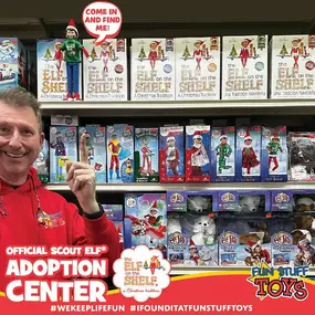 Did you know that Fun Stuff Toys is an Elf on the Shelf Adoption Center? If you’re looking for an elf to join your family this holiday season, stop by today from 10am to 6pm or check out our elves online at fstoys.com!

When you visit us, keep an eye out for our Fun Stuff Toys elf, Mack, who will be keeping life fun all around the store this holiday season! #elfontheshelf #elfadoptioncenter #fstoyscom #wekeeplifefun #ifounditatfunstufftoys