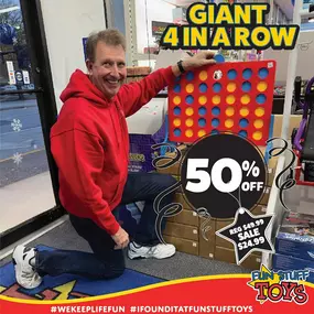 Get ready for our 2024 Black Friday Sales! First up: Giant 4 In A Row is 50% off! This oversized version of the classic family game is sure to keep everyone entertained at your holiday party!

Black Friday Sales will be in effect from Wednesday 11/27 through Sunday 12/1 while supplies last. Sales are in-store only and not available online. #fstoyscom #wekeeplifefun #ifounditatfunstufftoys