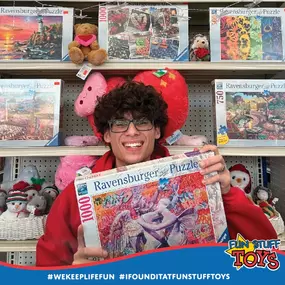 Celebrate Puzzle Month and get ready for Valentine’s Day with our awesome selection of lovely Ravensburger puzzles! Come visit us for in-store shopping today from 10am to 8pm or shop online anytime at fstoys.com! #ravensburgerpuzzle #fstoyscom #wekeeplifefun #ifounditatfunstufftoys