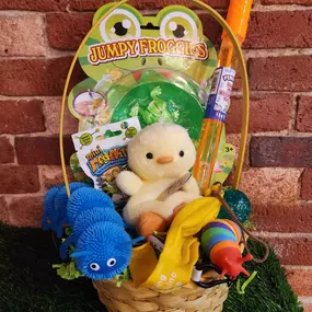 Looking for a basket on a budget? Jump online now for one of our NEW Little Easter Fun baskets! It's a whole lot of fun in a smaller basket size... for just $24.99! Only 3 available.
Basket contains items that are a choking hazard for small children.