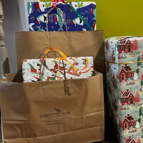 Christmas gifts all wrapped and ready for special recipiants.  We are coming into full on Christmas wrapping season and we are here for it????????
.
#Mtscrystallake #mtsmchenry #marvinstoystore #marvinstoys #marvinstoystorecl #mchenryriverwalkshoppes #mchenryriverwalk #simplywonderfun #toystore #specialtytoystore #womenownedbusiness #shopsmallbuylocal #downtowncrystallake #downtownbarrington #shopsmallbuylocal #supportsmallbusiness #shopsmallera #365barrington #barringtonlocal #johnnyappleseedfe