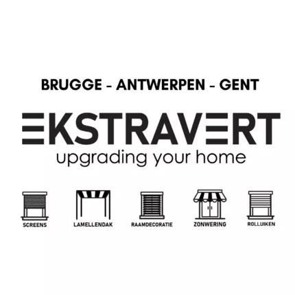 Logo van Ekstravert Brugge - Zonwering, screens, rolluiken en lamellendak specialist