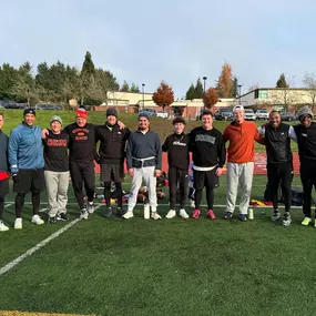 State Farm flag football tradition! Working on the bundle-rooski