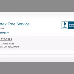 Spartek Tree Service is A+ Rated by the Better Business Bureau. We've been an 