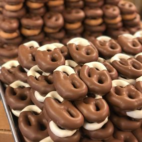 Double Dipped Chocolate Covered Pretzels at Mueller Chocolate Co