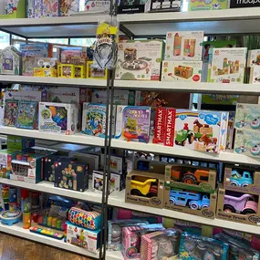 Did you know we have toys too?! We have a large selection of educational toys, crafts and beyond! Come check it out!