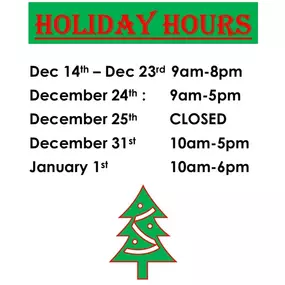 Holiday Hours