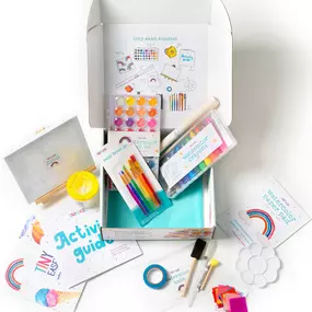 Our Tiny Easel Painter kit is an all-in-one art kit for your little artist to explore with watercolors. Why do we love watercolors for tiny painters? It’s stress-free for parents with great results! Plus, it’ll keep your kids occupied for a month and beyond. The paints are all washable, great for multiple-use, easy set-up and clean-up, and fun to work with.