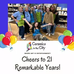 Wow!  We can’t believe it’s been 21 years!  Thank you for making our dreams come true! #celebration #anniversary #ceramics #paintyourownpottery #ceramicsinthecity #denverfun