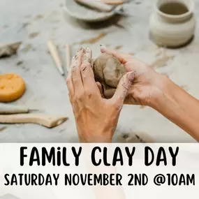 Family Clay Day? Sign us up! Join us and have some fun with clay. This class is open to families, couples, or just come create something by yourself or with a friend. Sign up today before spots fill up!