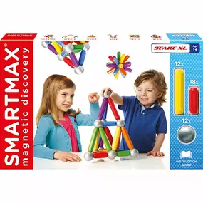 Have fun building incredible structures with SmartMax! SmartMax allows children to explore magnetism safely. The oversized pieces are specifically designed for handling by young kids as they learn about the effects of magnetic attraction and repulsion, while older children will have fun using the pieces to construct towers, bridges and other creations. They magnets are strong enough to carry up to 60 times their weight!

The Basic 42 set includes 18 short magnetic bars, 12 long magnetic bars, 12