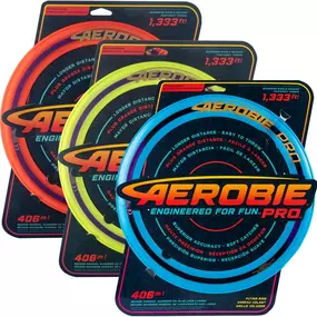 The original Aerobie Pro flying ring set a Guinness World Record for the farthest throw in history an incredible 1,333 feet 406 meters. For truly exhilarating games of catch, the Pro ring has no equals. You can actually play catch with a friend more than 100 yards away. The soft rubber edge makes catching soft and easy. Even today, years after the Pro ring's creation, onlookers gather to marvel at this incredible flying ring. Available in orange, yellow, and magenta. Quality made in the U.S.

Av