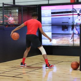 Improve your ball-handling skills with our virtual trainer who will lead you through a series of guided workouts designed to improve body positioning, ball speed, ball accuracy, and ball control with either hand.
