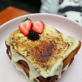 Creme brulee french toast at Glass Ceiling Rooftop.