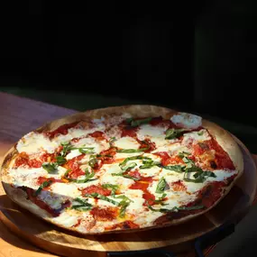 Margherita flatbread pizza at Glass Ceiling Rooftop.