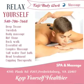 The full body massage targets all the major areas of the body that are most subject to strain and
discomfort including the neck, back, arms, legs, and feet. 
If you need an area of the body that you feel needs extra consideration, 
such as an extra sore neck or back, feel free to make your massage therapist aware and
they will be more than willing to accommodate you.