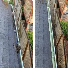 before and after home gutter after expert gutter cleaning service in tacoma wa