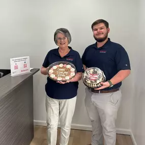 We have 2 reasons to celebrate today!! Happy early birthday to Nelda and Happy 2 year work Anniversary to Garrett!!