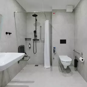 Walking shower accessible bathroom