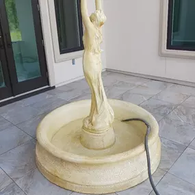 Fountain with sculpture sanitized by Swym Wyse Pool Cleaning