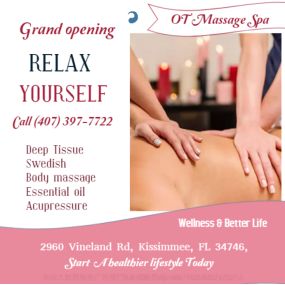 Our traditional full body massage in Kissimmee, FL 
includes a combination of different massage therapies like 
Swedish Massage, Deep Tissue, Sports Massage, Hot Oil Massage
at reasonable prices.